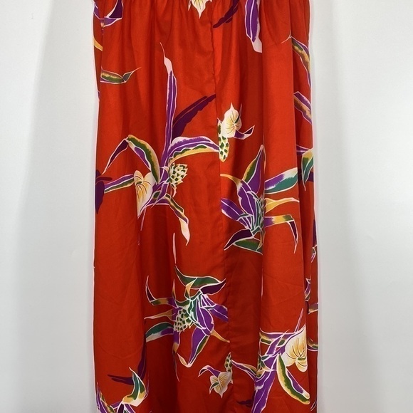 Vintage Hilo Hattie Red Ruffle Hawaiian Maxi Dress Size Small #658 - Picture 6 of 10